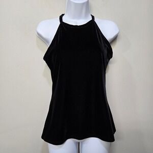 Black Velvet Going Out Tank Top‎ Shirt Medium Sexy Clubbing Vampire Whimsigoth